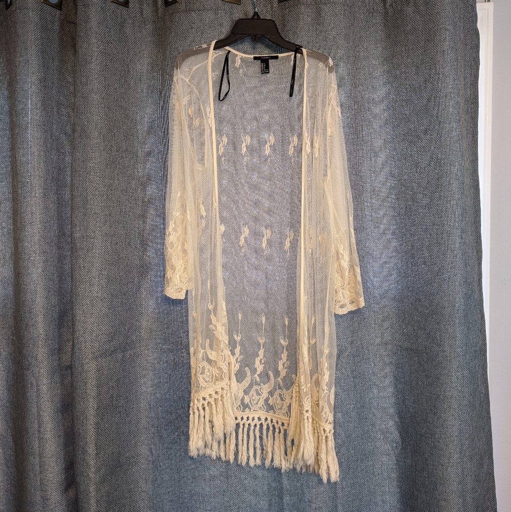 Sheer lace swim cover-up